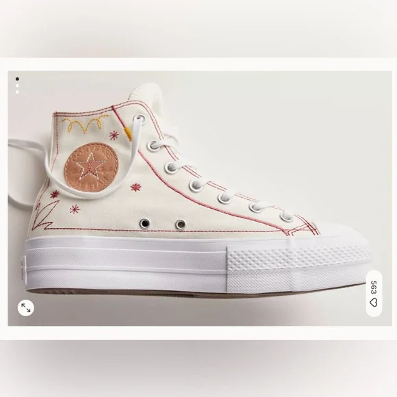 Converse Women's White High-Top Platform Western Sneaker, NWT! - Picture 1 of 10